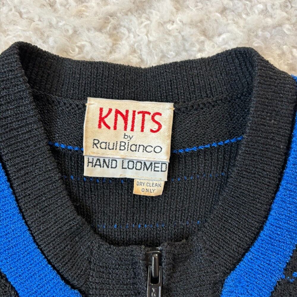 Vintage Knits By Raul Blanco Hand Loomed Knit Zip Sweater Jacket Timeless - Picture 7 of 9